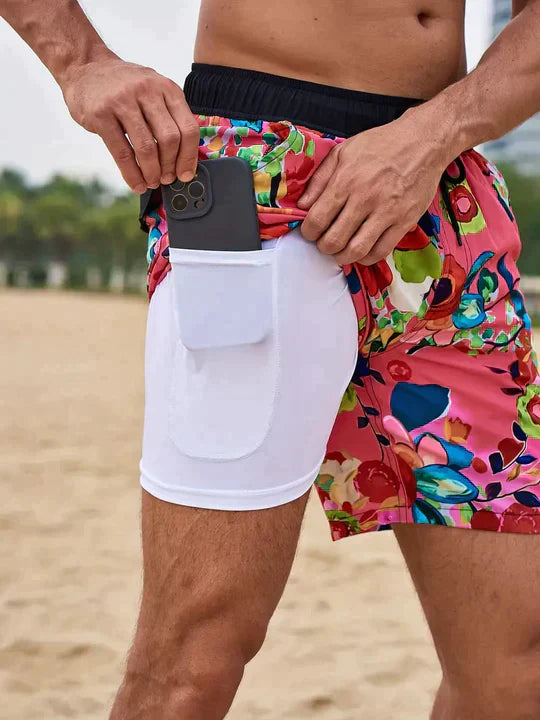 Kairos | Men’s Swim Shorts with tropical artwork