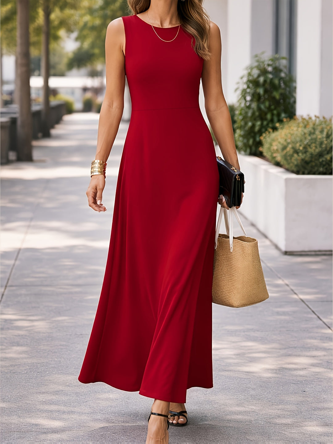Elvarin | Women’s Sleeveless Maxi Dress with clean neckline and flowing silhouette