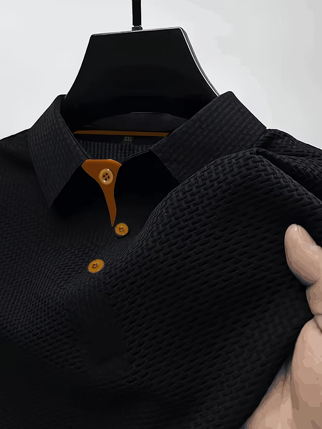 Kaelric | Men’s Textured Polo Shirt with buttoned placket