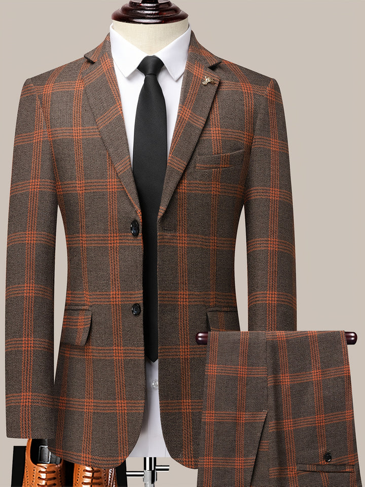 Orvex | Men’s Check Suit designed for formal and evening put on