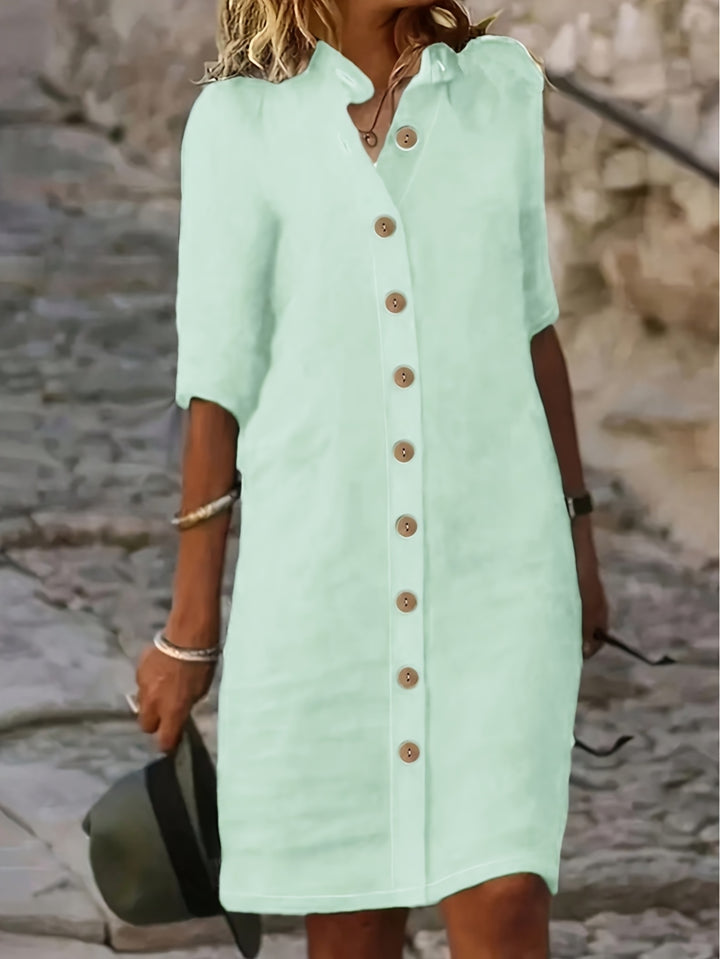 Loriva | Women’s Shirt Dress with Button Outer Front
