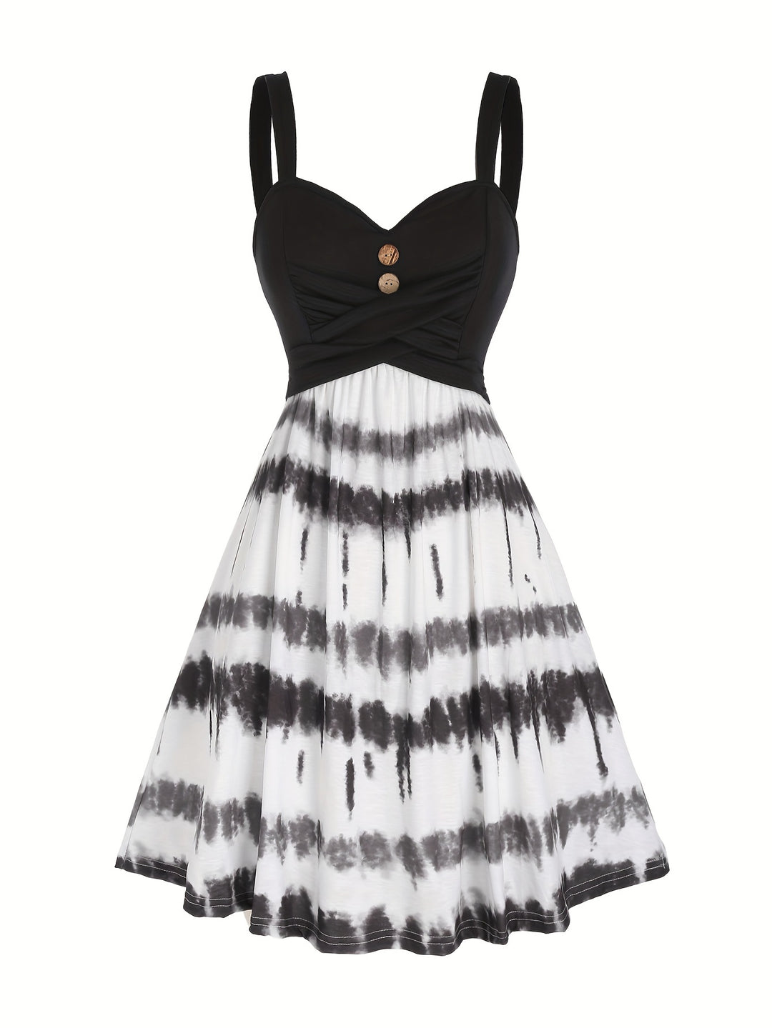 Selvara | Women’s Tie-Dye Midi Dress with twisted bodice and button note