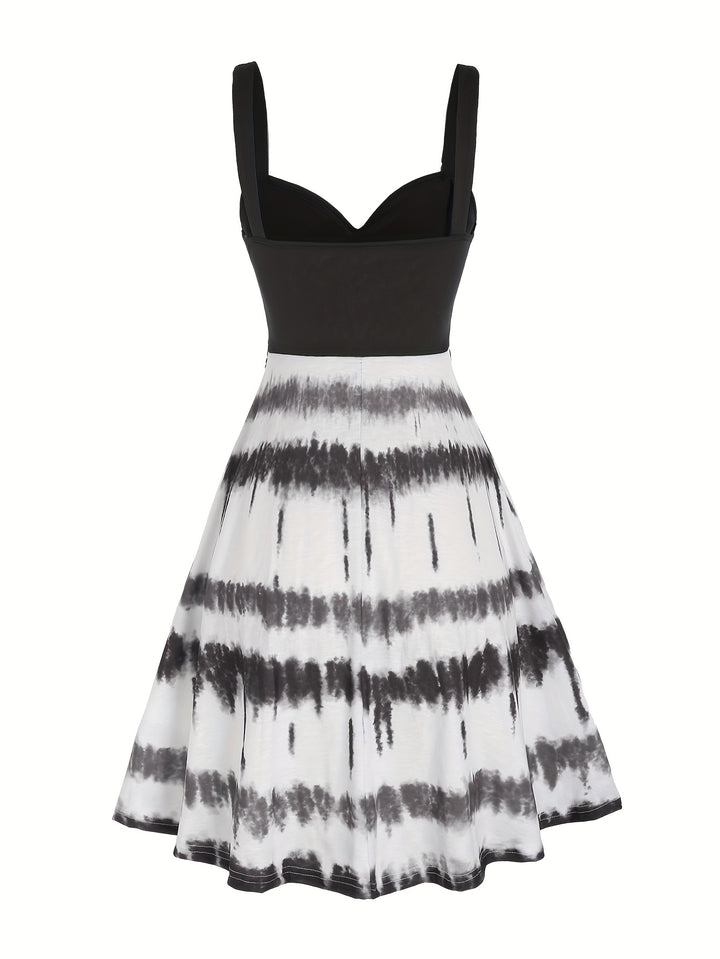 Selvara | Women’s Tie-Dye Midi Dress with twisted bodice and button note
