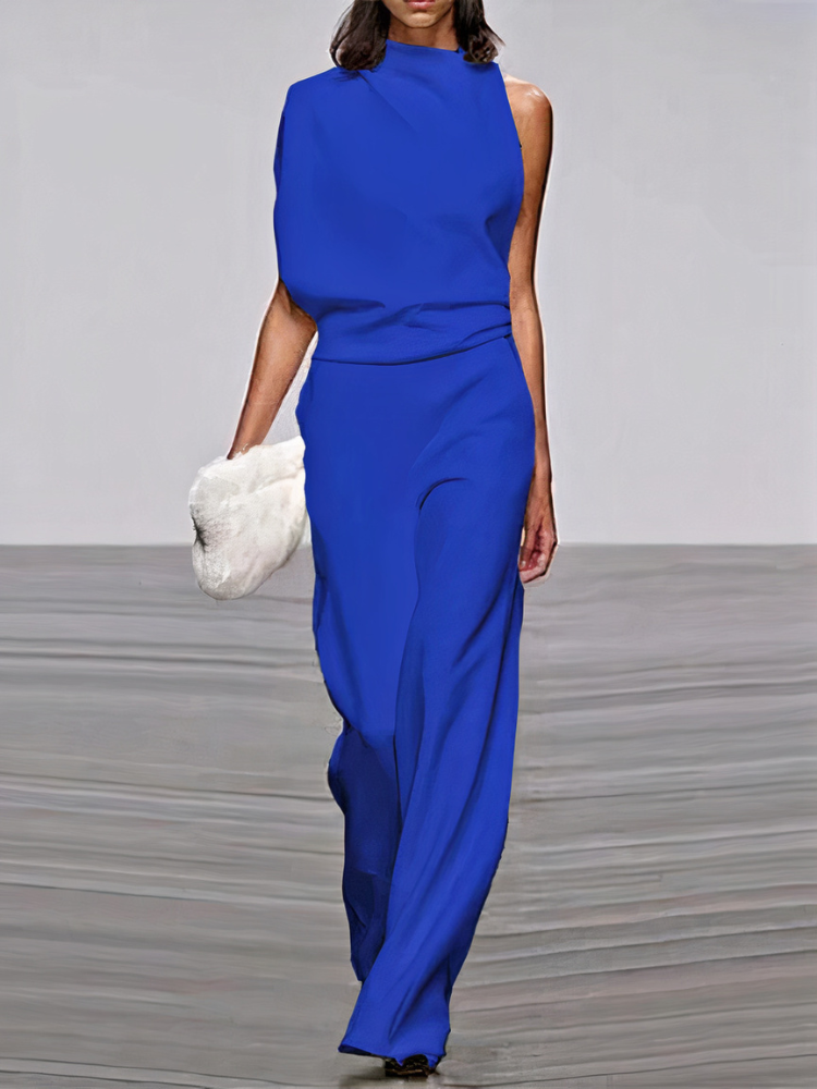 Nyrelia | Women’s Sleeveless Maxi Dress with draped design and high topline