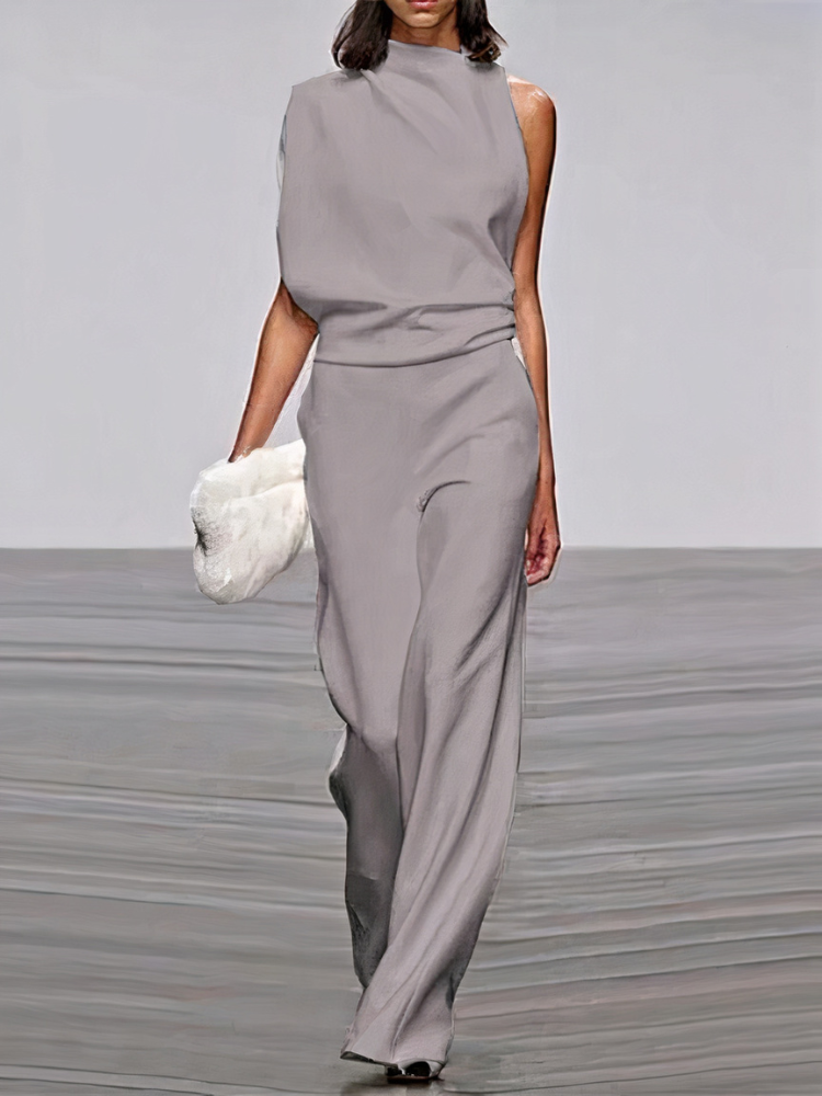 Nyrelia | Women’s Sleeveless Maxi Dress with draped design and high topline