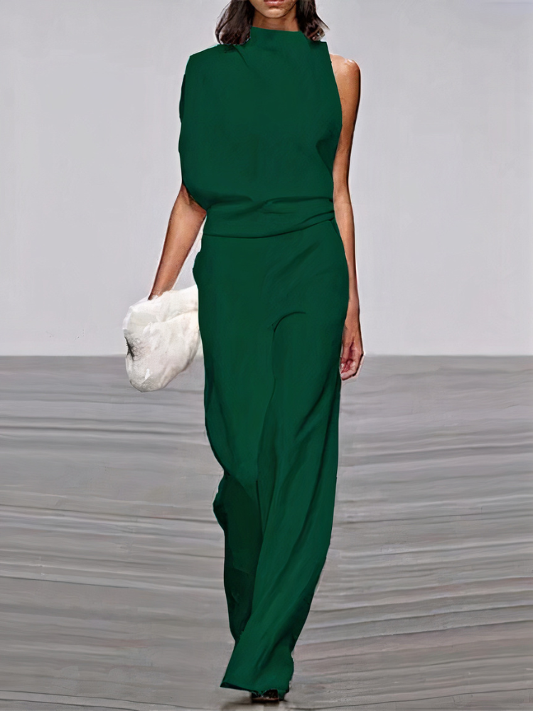 Nyrelia | Women’s Sleeveless Maxi Dress with draped design and high topline