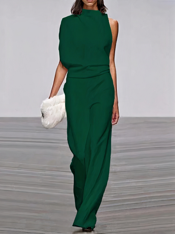 Nyrelia | Women’s Sleeveless Maxi Dress with draped design and high topline