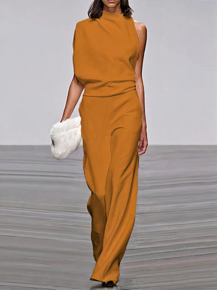 Nyrelia | Women’s Sleeveless Maxi Dress with draped design and high topline