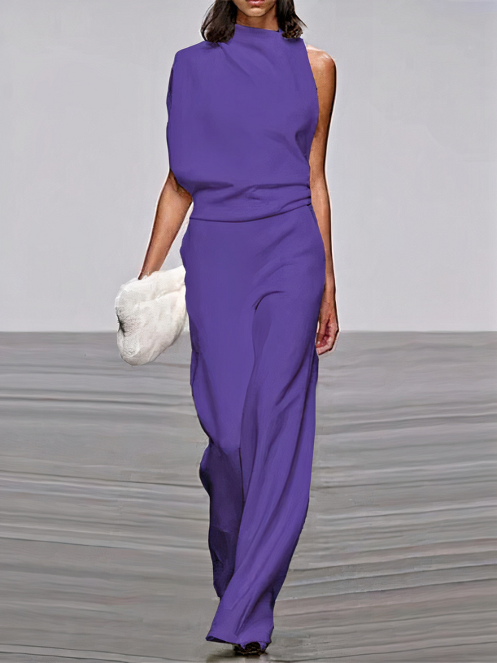 Nyrelia | Women’s Sleeveless Maxi Dress with draped design and high topline