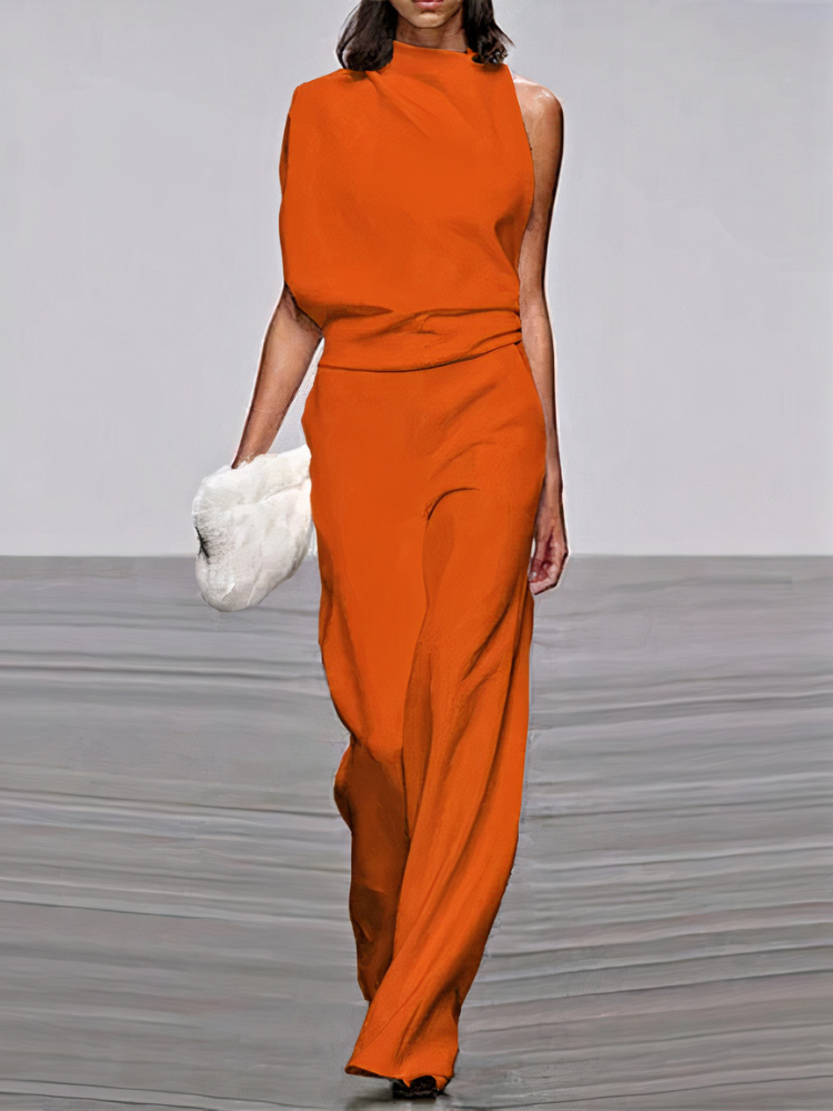 Nyrelia | Women’s Sleeveless Maxi Dress with draped design and high topline
