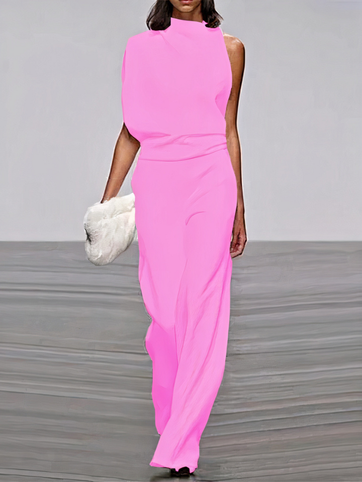 Nyrelia | Women’s Sleeveless Maxi Dress with draped design and high topline