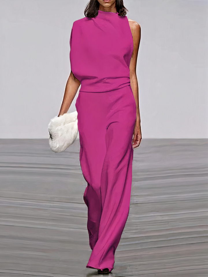 Nyrelia | Women’s Sleeveless Maxi Dress with draped design and high topline