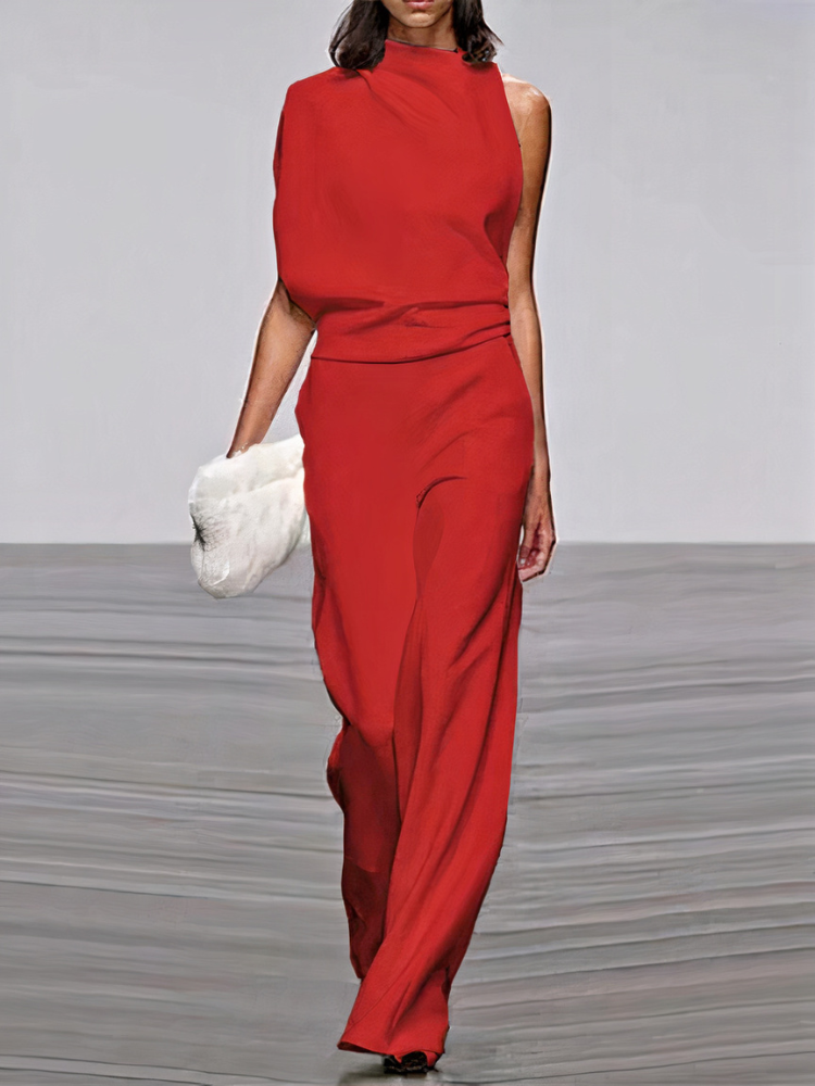 Nyrelia | Women’s Sleeveless Maxi Dress with draped design and high topline