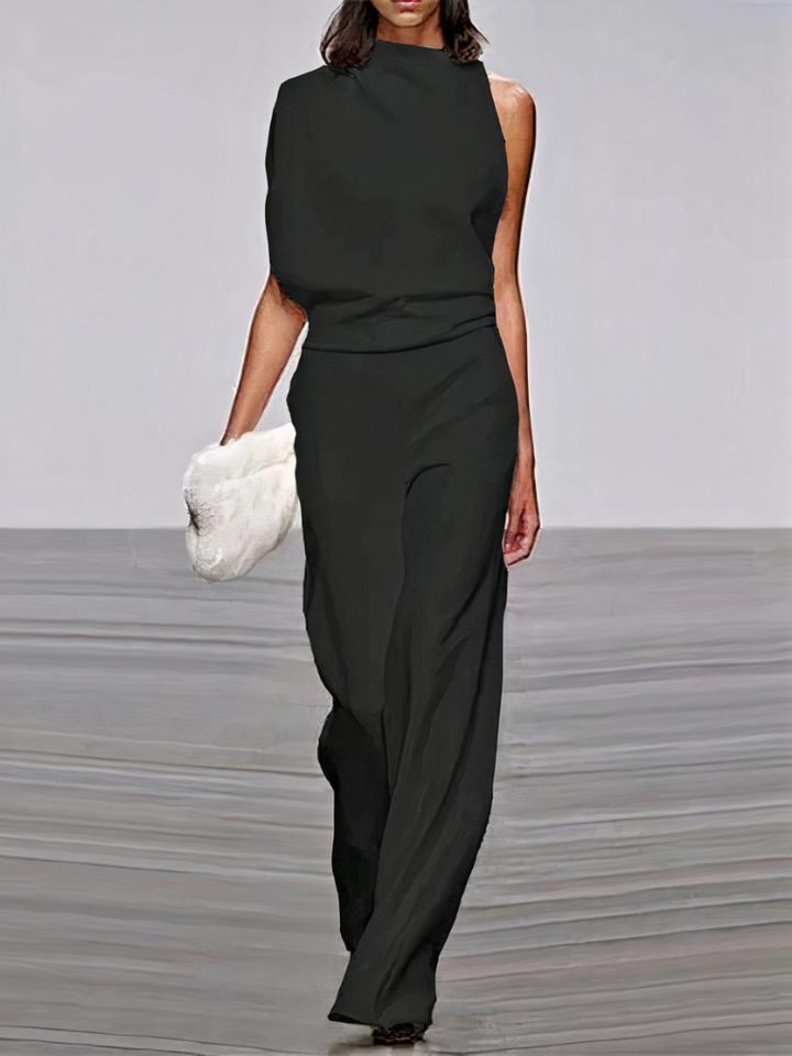 Nyrelia | Women’s Sleeveless Maxi Dress with draped design and high topline