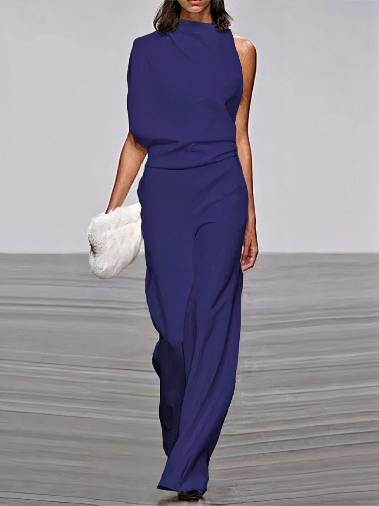 Nyrelia | Women’s Sleeveless Maxi Dress with draped design and high topline