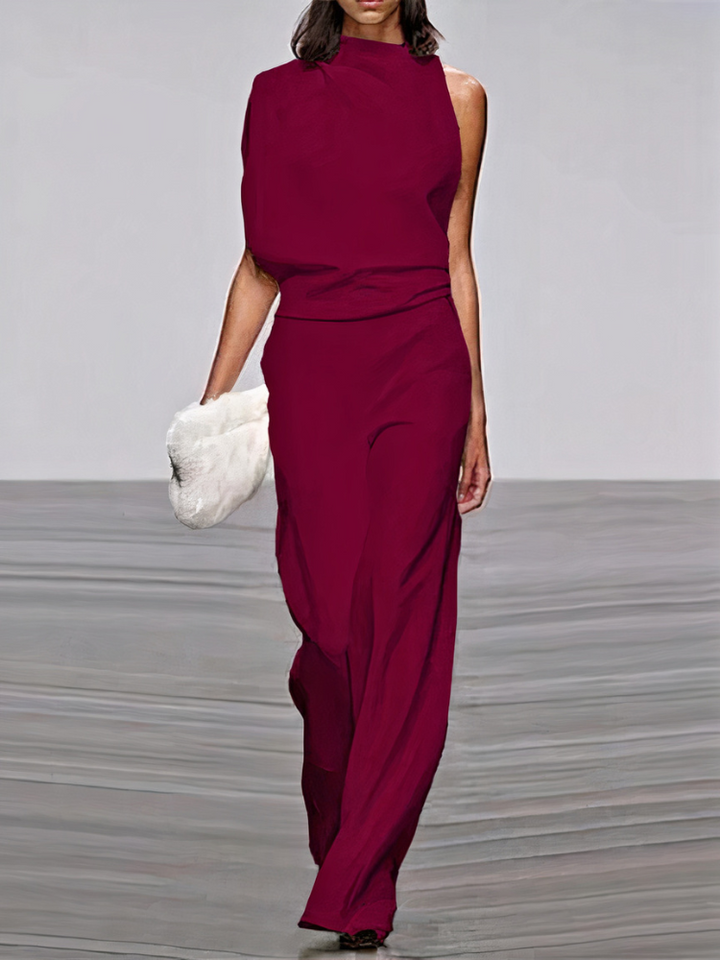 Nyrelia | Women’s Sleeveless Maxi Dress with draped design and high topline
