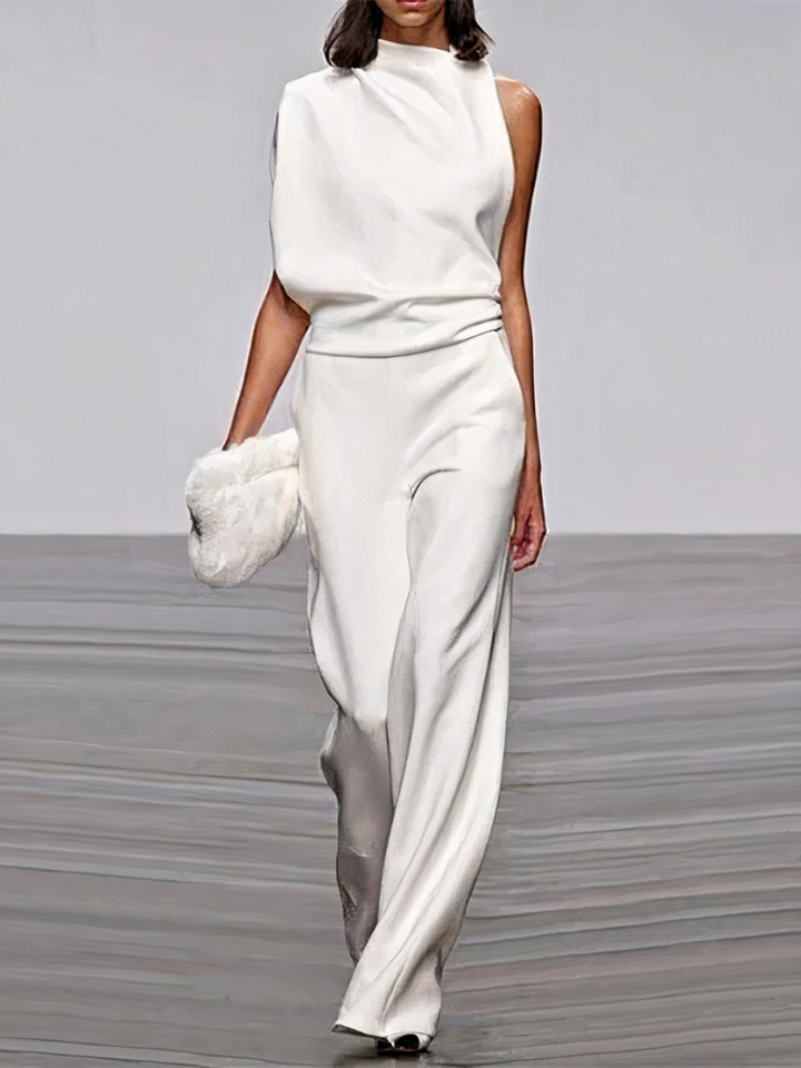 Nyrelia | Women’s Sleeveless Maxi Dress with draped design and high topline