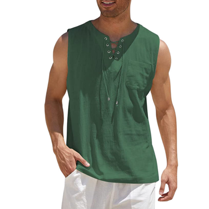 Zenviro | Men’s Sleeveless Top featuring lace-up neckline