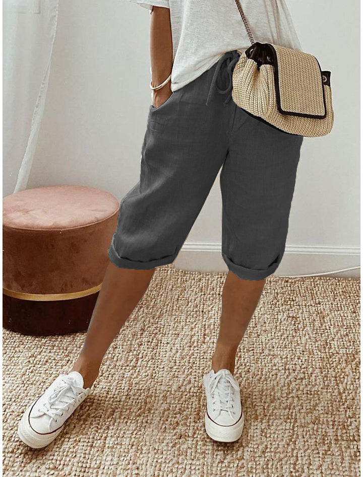 Elina | Women’s Knee Length Casual Shorts with Drawstring Waist and Relaxed Fit