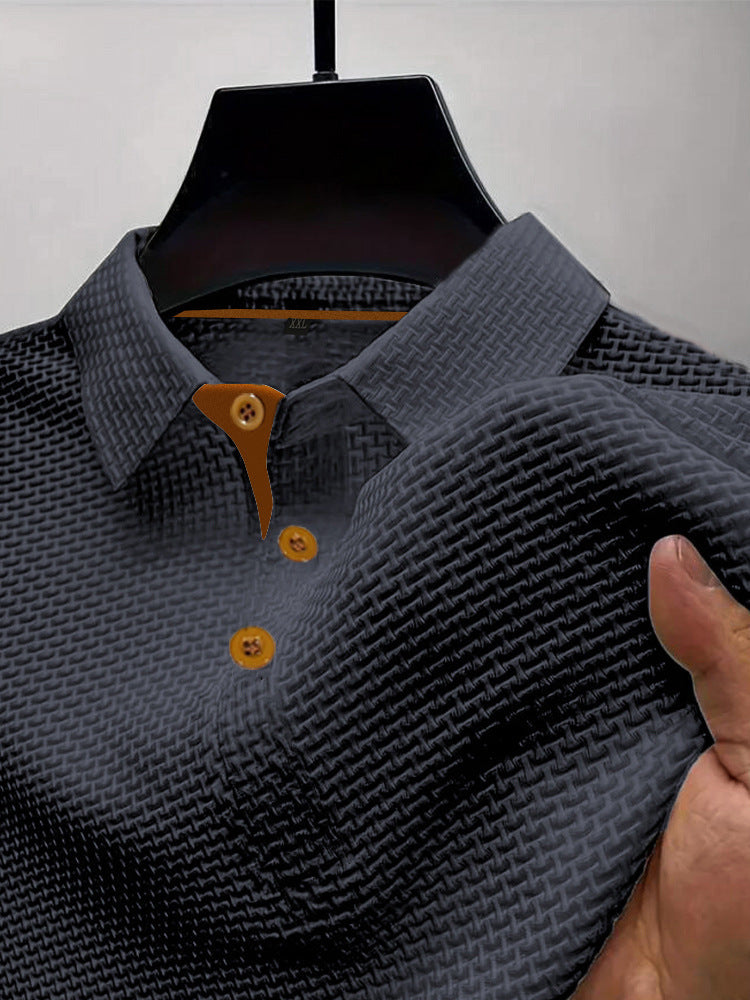Kaelric | Men’s Textured Polo Shirt with buttoned placket
