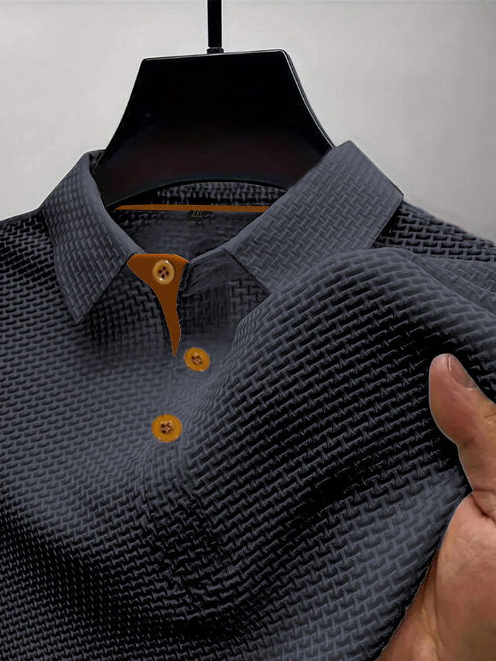 Kaelric | Men’s Textured Polo Shirt with buttoned placket