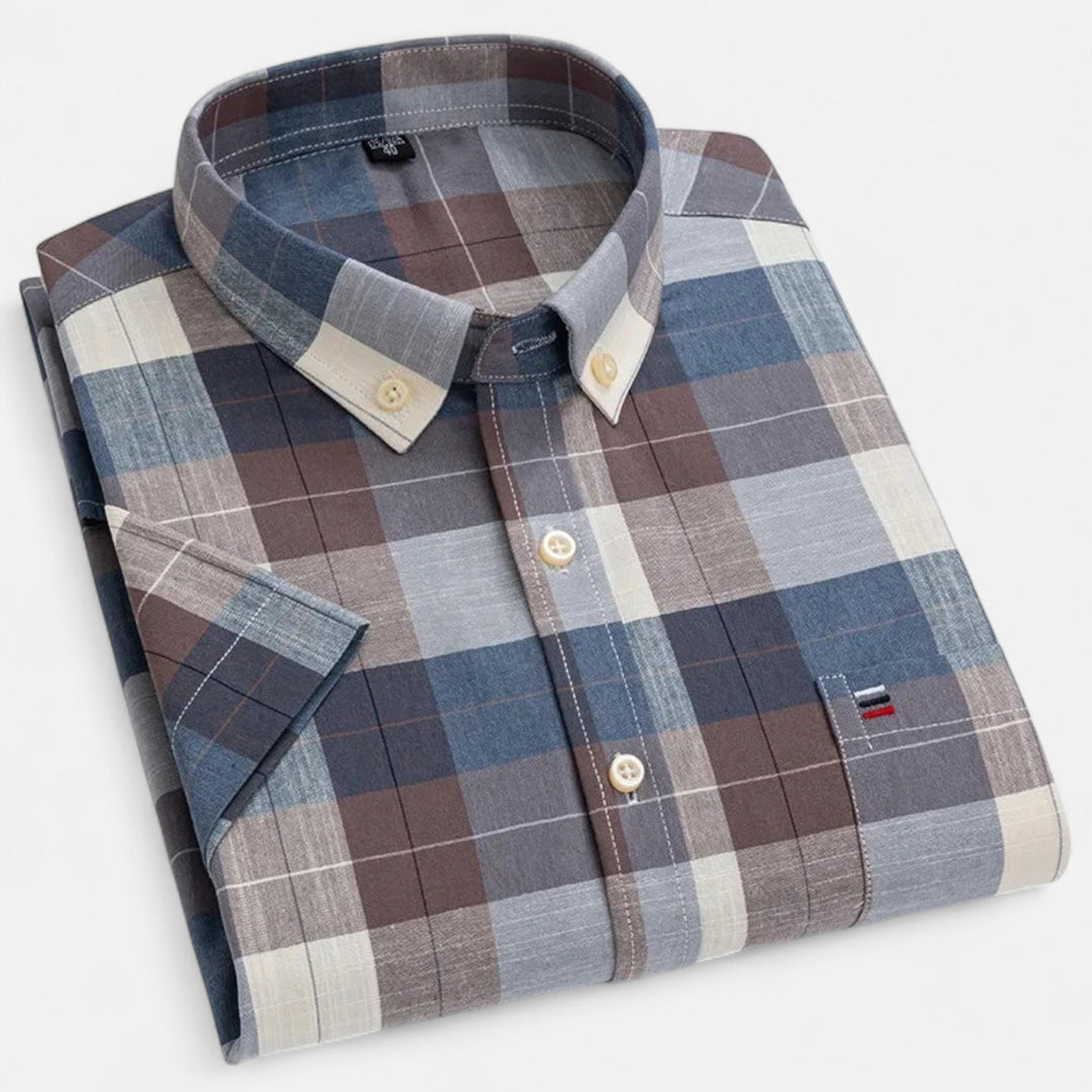 Norexil | Men’s Short Sleeve Shirt with micro check pattern