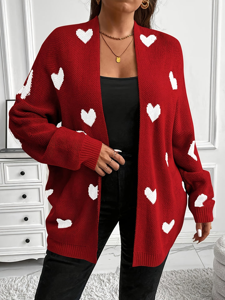 Valira | Women’s Heart Print Cardigan featuring an open front fashion trend