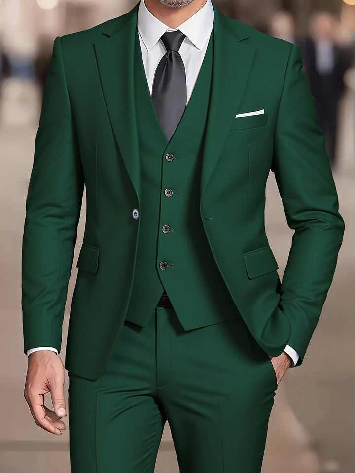 Valmor | Men’s Three-Piece Suit featuring a refined trim outline