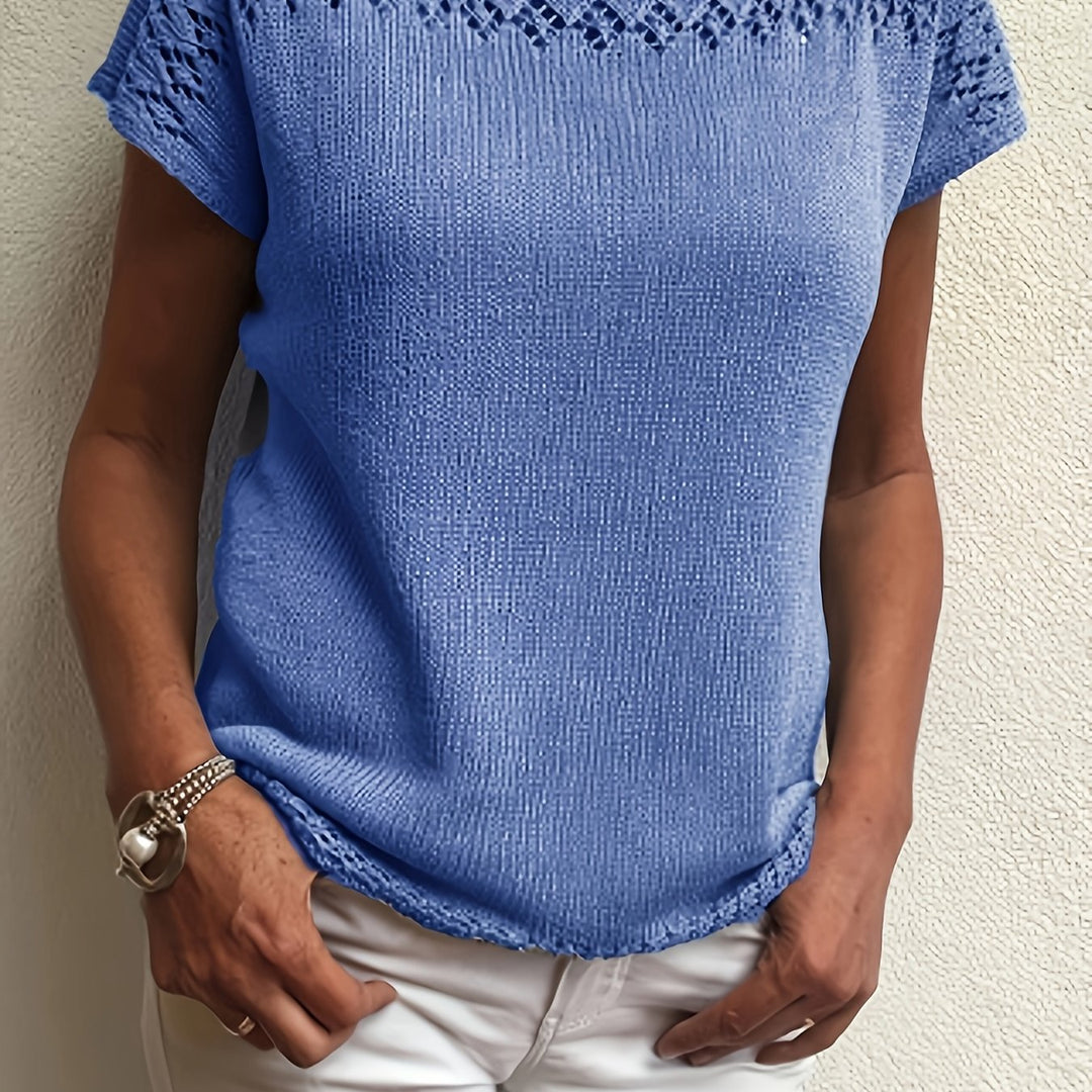 Zenvira | Women’s Short Sleeve Top with decorative pattern finish
