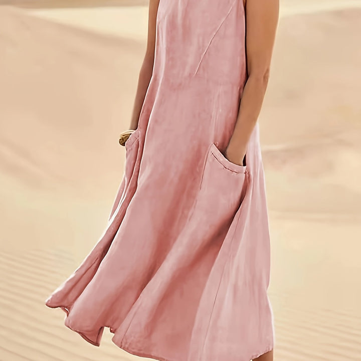 Zerava | Women’s Sleeveless Maxi Dress with scoop neckline and side openings