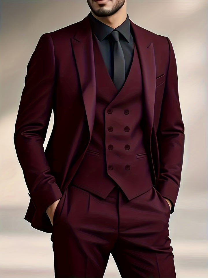 Ervion | Men’s Three-Piece Suit with tailored fit and double-breasted waistcoat