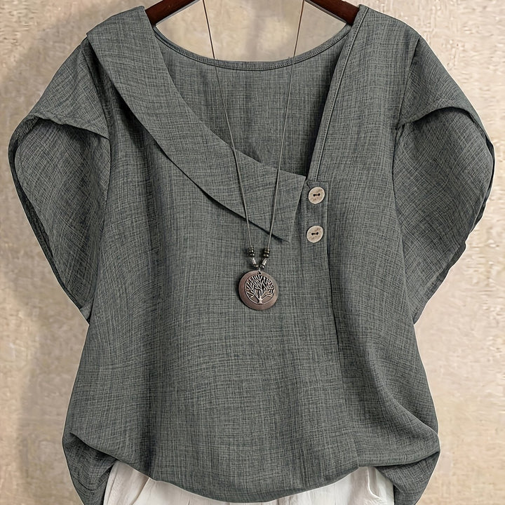 Anessa | Women’s Asymmetric Blouse with Draped Collar