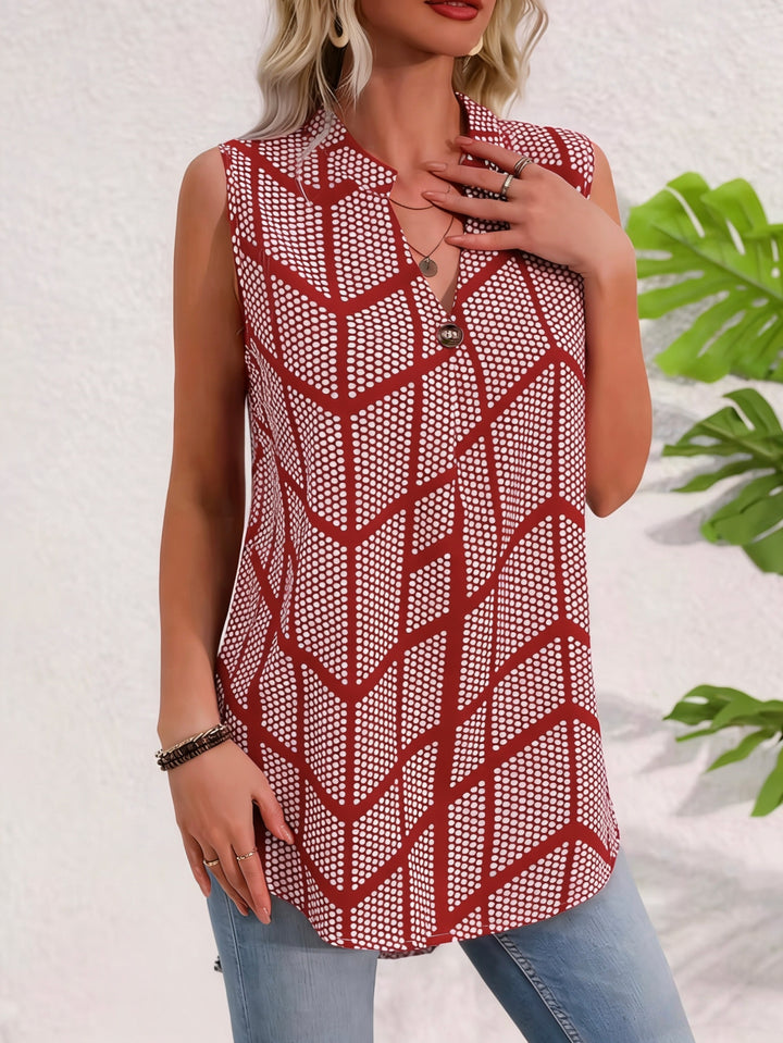 Liora | Women’s Sleeveless Top with Geometric Printed Motif
