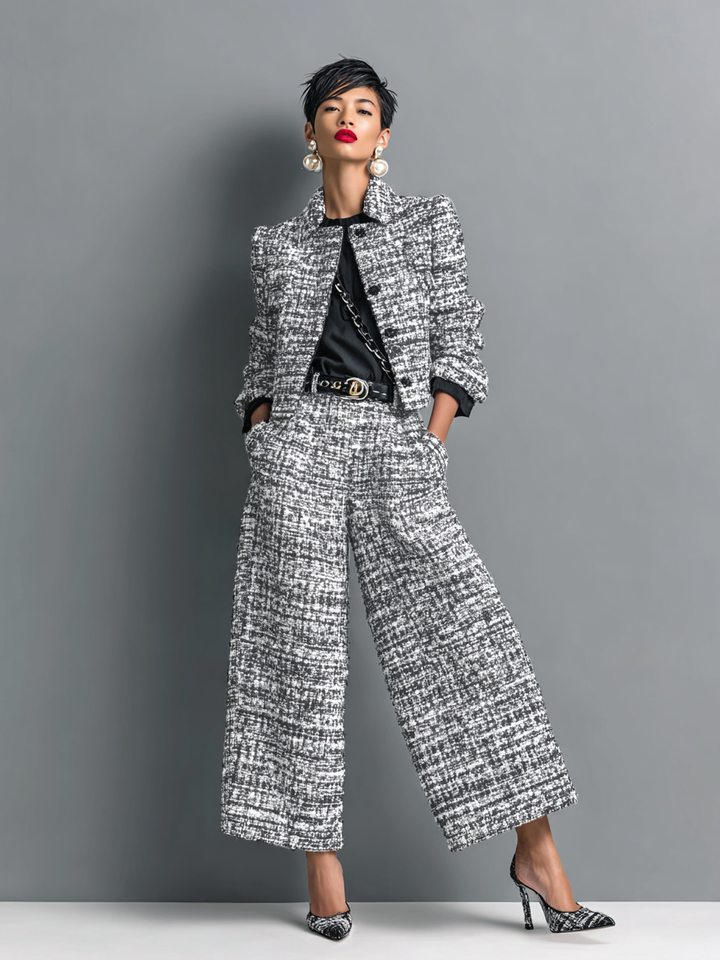 Averyn | Women’s Two-Piece Set with cropped jacket and wide-leg slacks