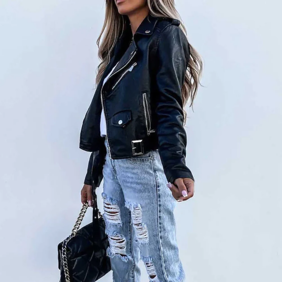 Virelune | Women’s Biker Jacket with zip closure with structured outline