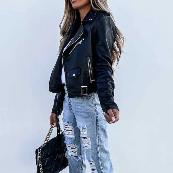Virelune | Women’s Biker Jacket with zip closure with structured outline