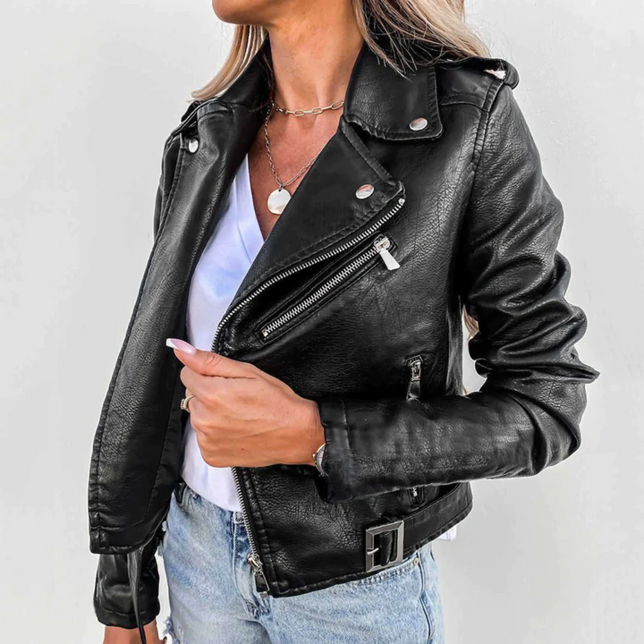 Virelune | Women’s Biker Jacket with zip closure with structured outline