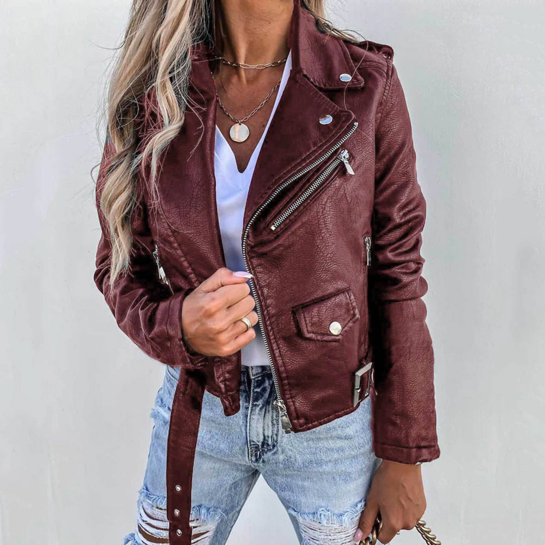 Virelune | Women’s Biker Jacket with zip closure with structured outline