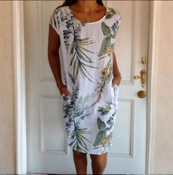 Luvirae | Women’s Printed Shift Dress with short sleeves and side holders