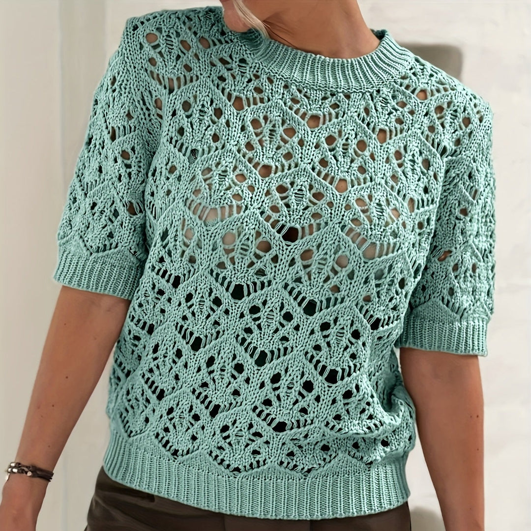 Zerelle | Women’s Short Sleeve Top with subtle open detailing throughout