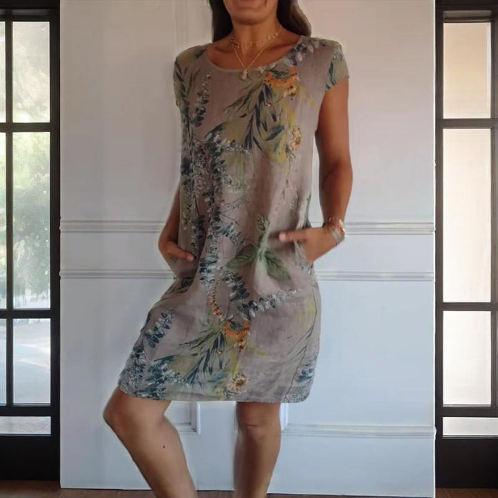 Luvirae | Women’s Printed Shift Dress with short sleeves and side holders