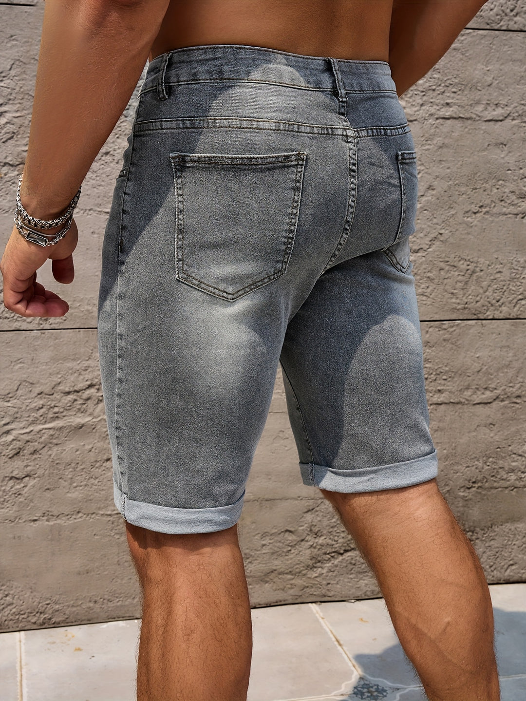 Dravon | Men’s Slim-Fit Denim Shorts with casual rolled hem