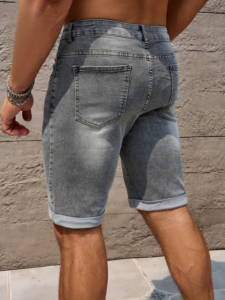 Dravon | Men’s Slim-Fit Denim Shorts with casual rolled hem