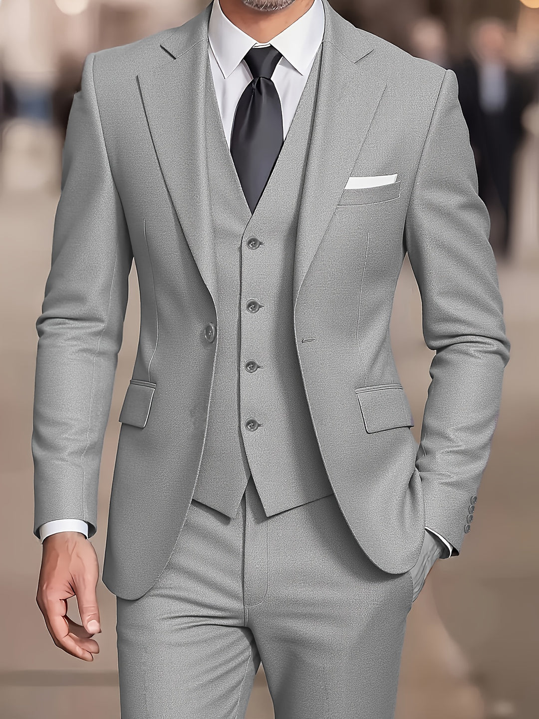 Valmor | Men’s Three-Piece Suit featuring a refined trim outline