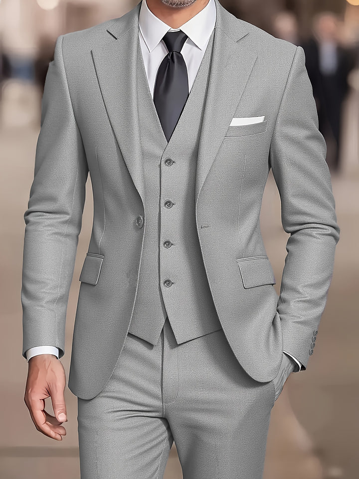 Valmor | Men’s Three-Piece Suit featuring a refined trim outline