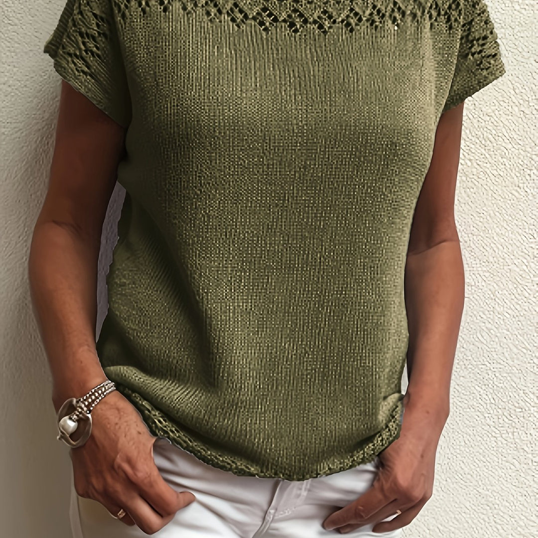 Zenvira | Women’s Short Sleeve Top with decorative pattern finish