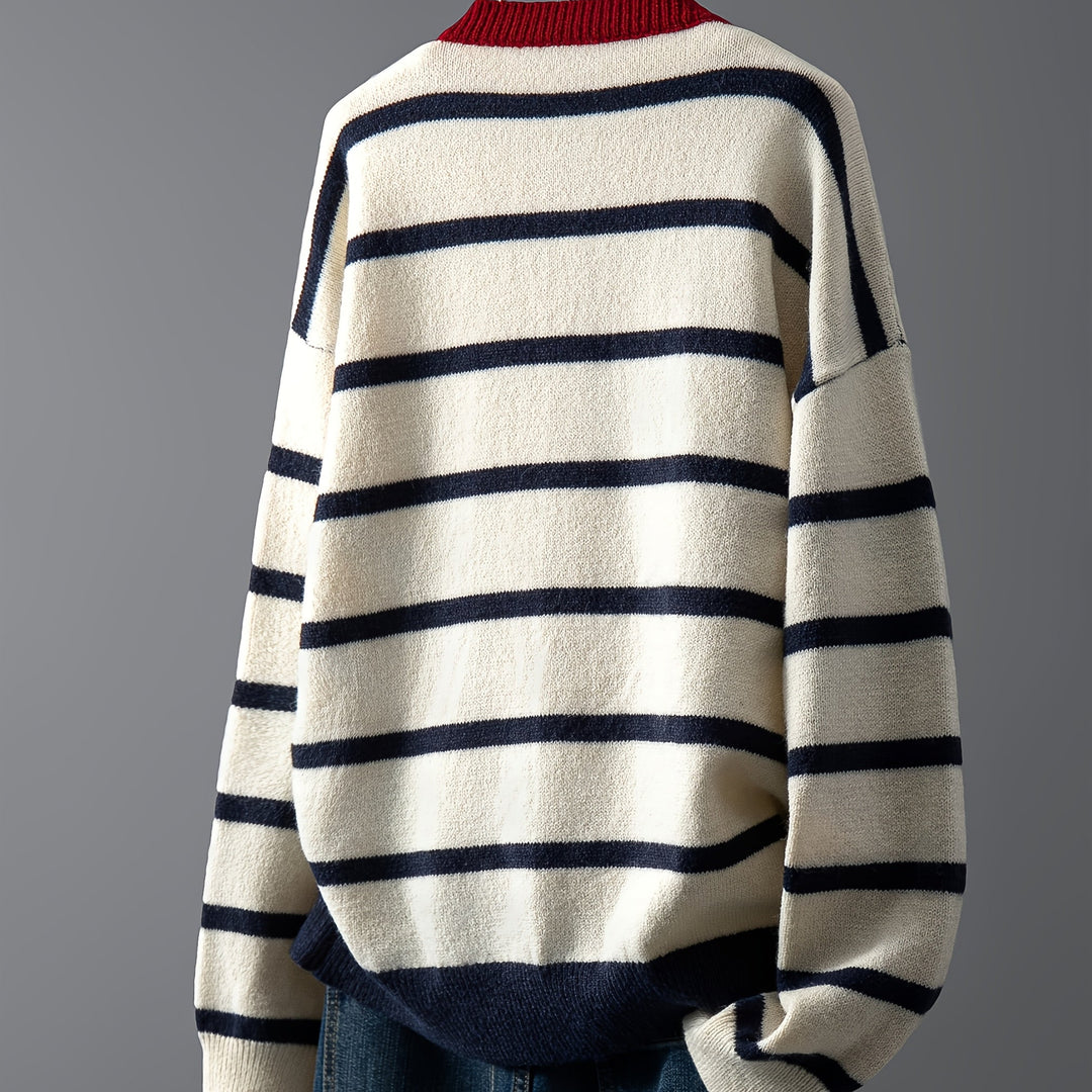 Arvielle | Women’s Cardigan featuring striped design and heart accent