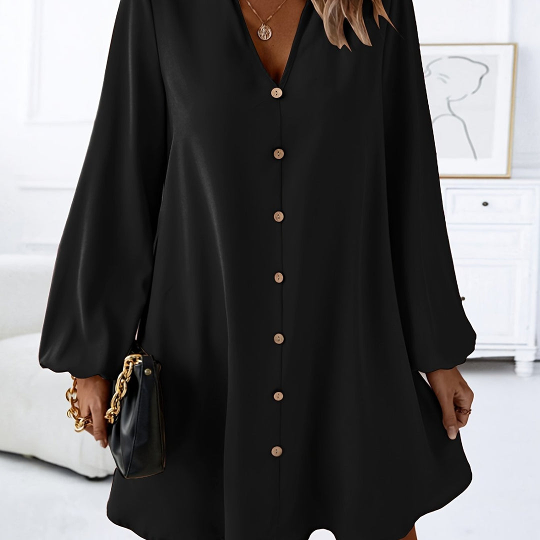 Velmari | Women’s Button-Front Shirt Dress with relaxed silhouette and long sleeves