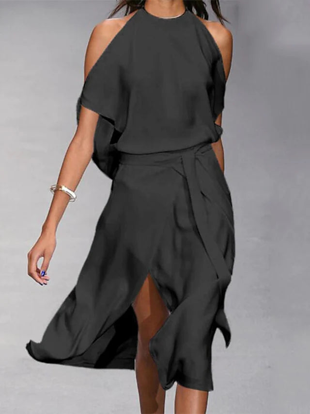 Marisol | Women’s Midi Dress in a Elegant Draped Finish