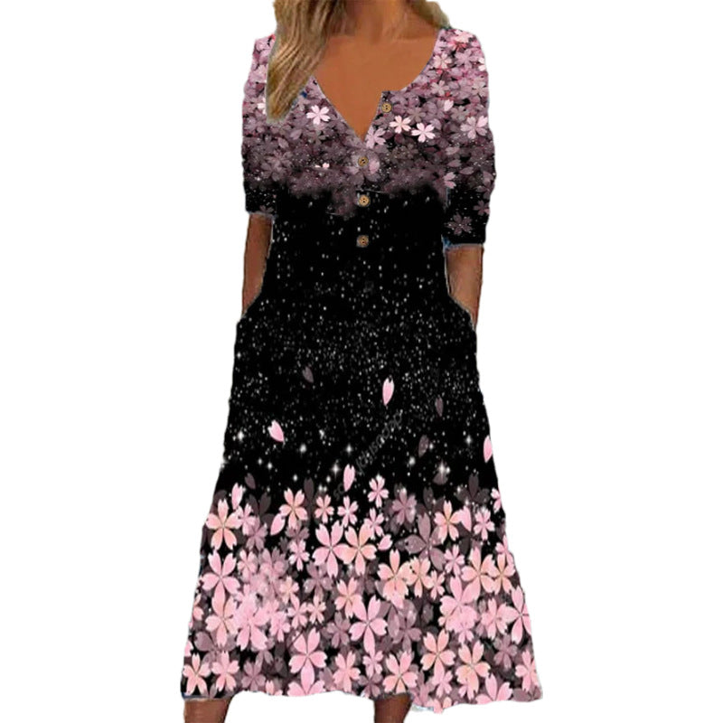 Eileen | Women’s Midi Dress featuring a Soft Floral Visual